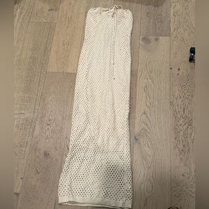 Tan strapless maxi dress